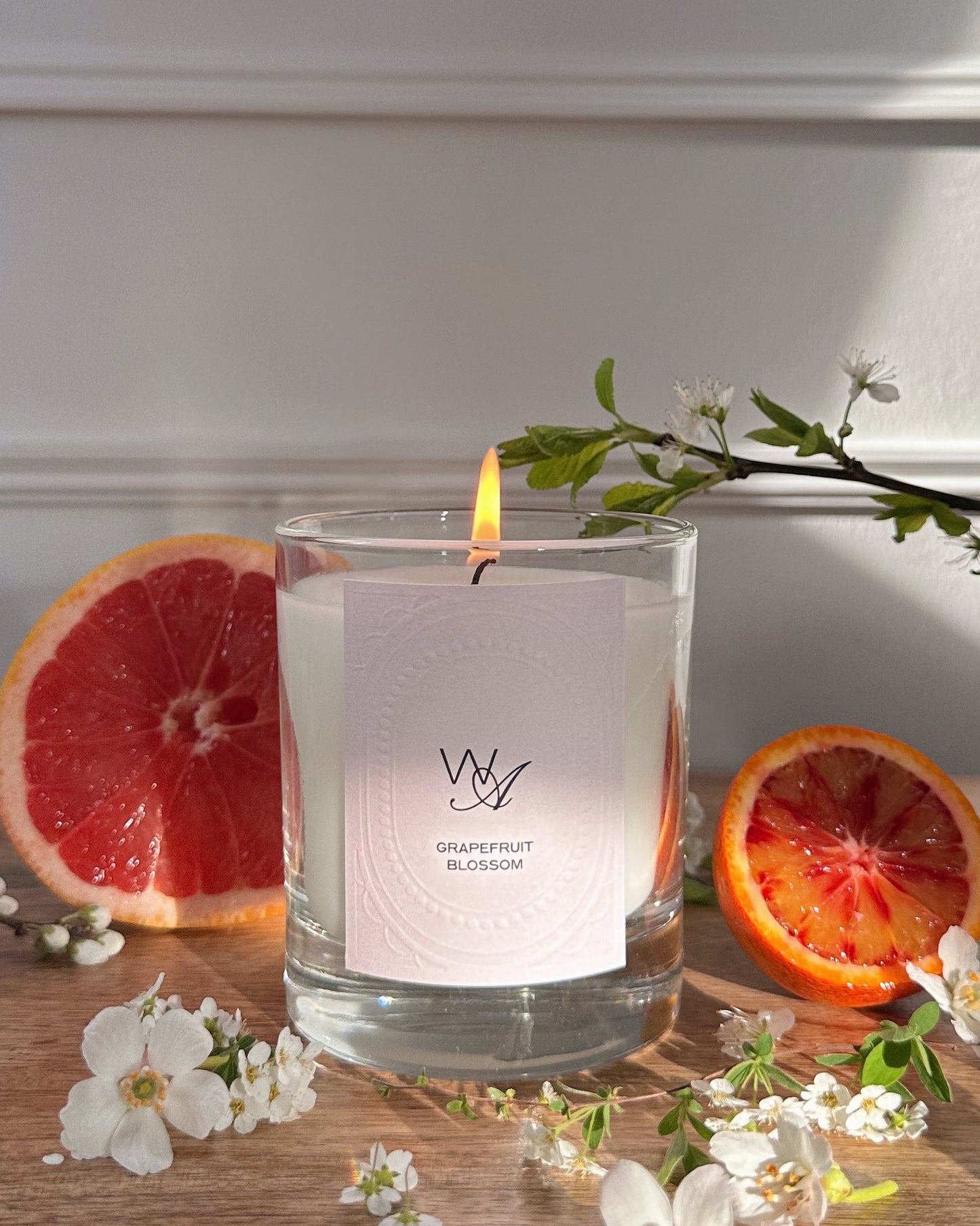 Grapefruit Blossom With Aura Scented Candle Lit